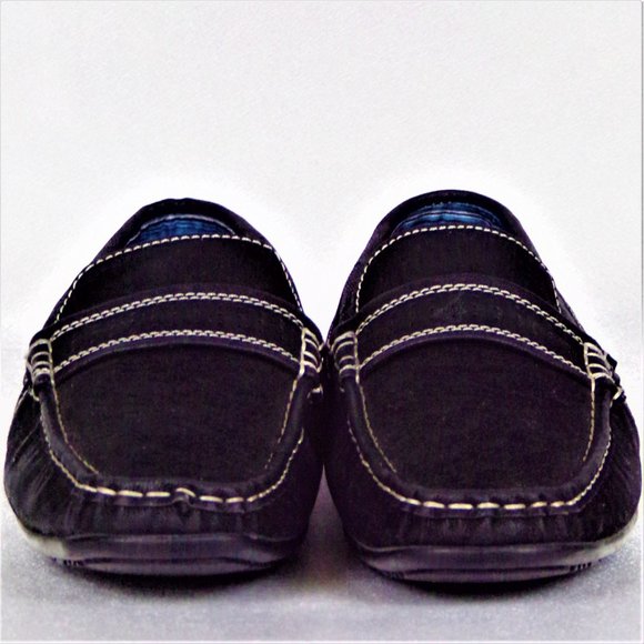 STEVE HARVEY CELEBRITY EDITION size 7 black flat-heel loafers all synth. mat. - Picture 7 of 16